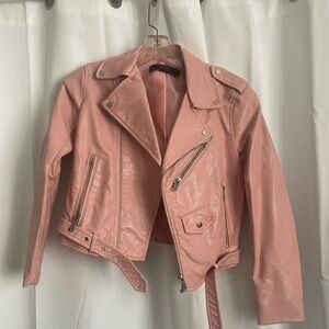 Zara Basic Outerwear Pink Women's Biker Jacket